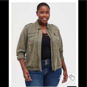 Torrid Size 3 Olive Tencel Bomber Jacket. NWT